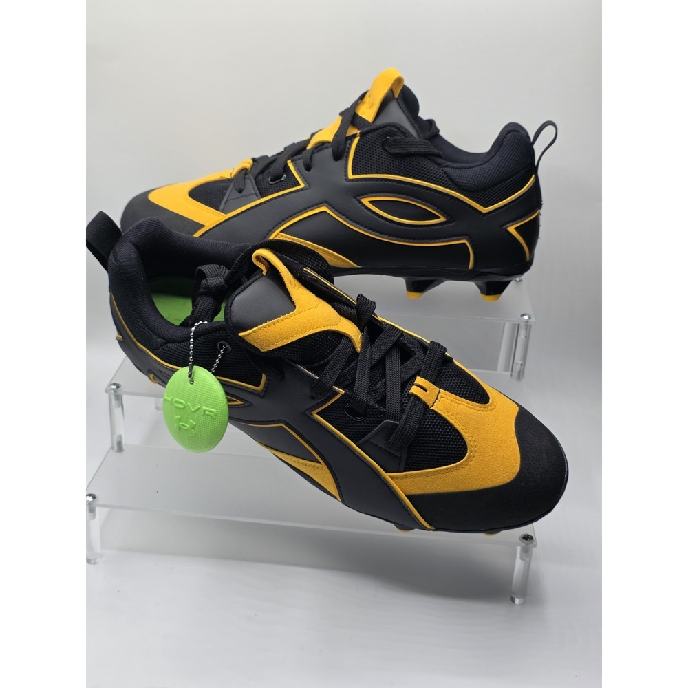 Under Armour UA Yard Icon Low TPU Black Gold Yellow Baseball Cleats Size 12 NEW